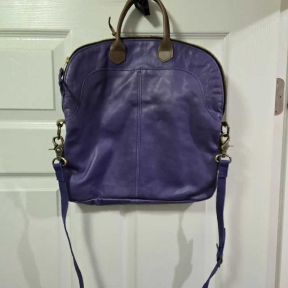 C.A.S Handmade Leather Fold over Bag Beautiful Purple Color
